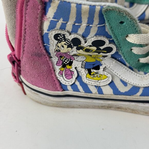 Disney Vans Kids High-Top Sneakers Size 11 With Minnie & Mickey Design Zipper Cl - Picture 3 of 6